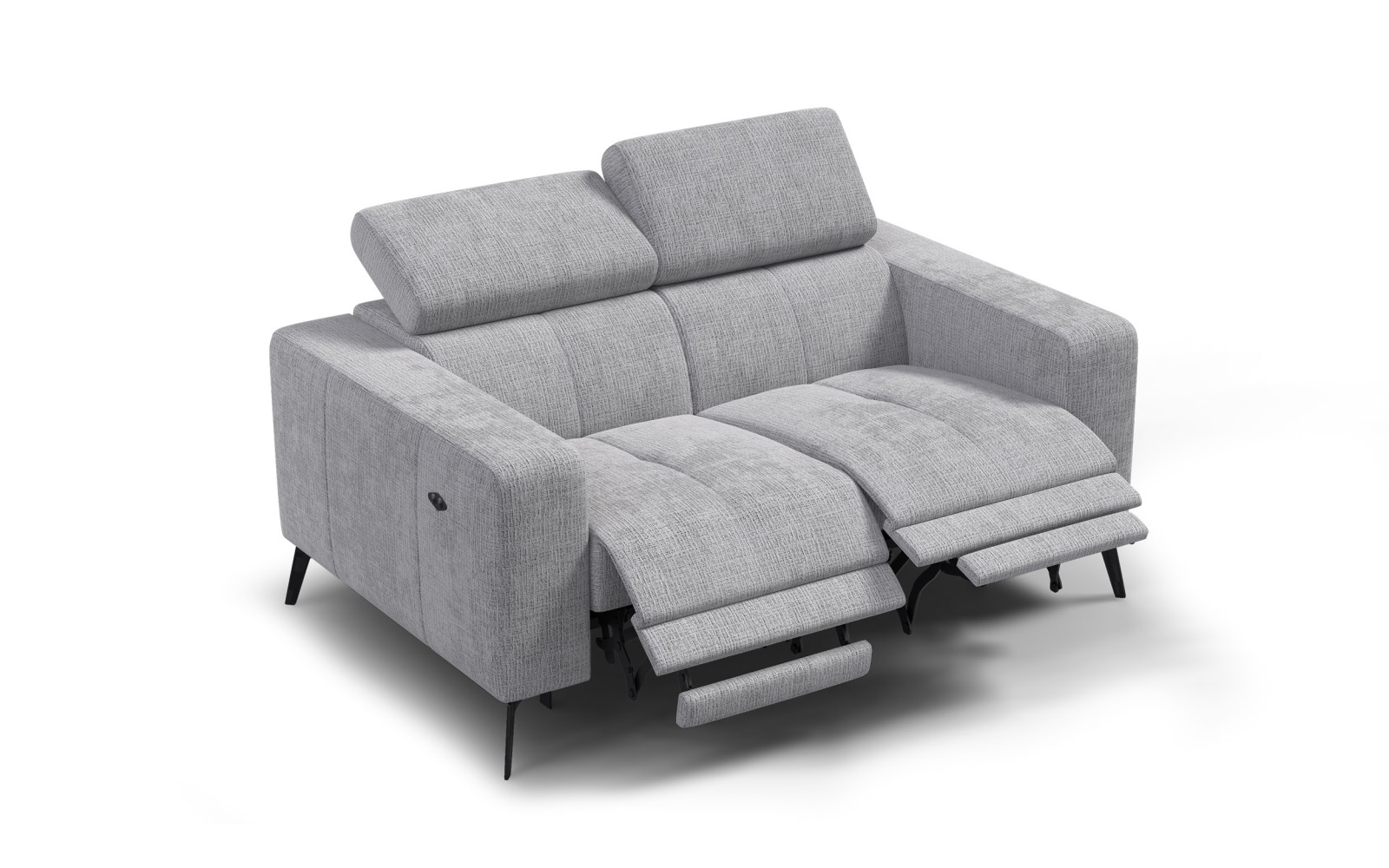 Canapé 2 places MORELLO avec 2 x Relax Zero Gravity, tissu gris clair