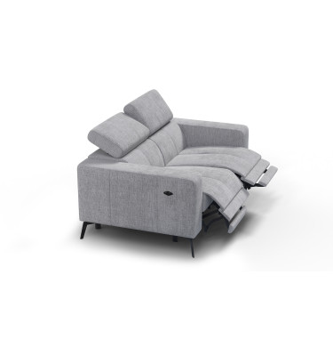Canapé 2 places MORELLO avec 2 x Relax Zero Gravity, tissu gris clair