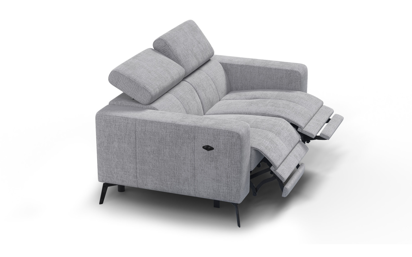 Canapé 2 places MORELLO avec 2 x Relax Zero Gravity, tissu gris clair