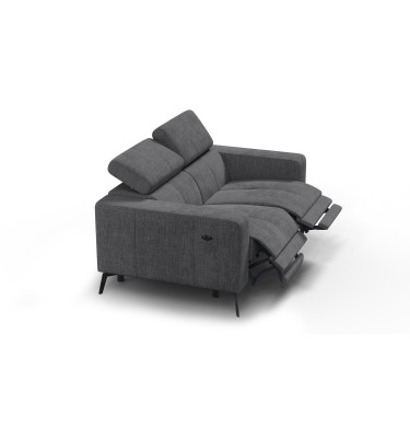 Canapé 2 places MORELLO avec 2 x Relax Zero Gravity, tissu gris foncé