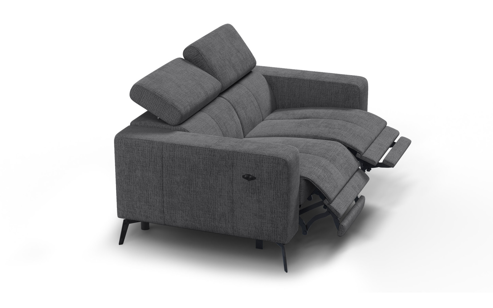 Canapé 2 places MORELLO avec 2 x Relax Zero Gravity, tissu gris foncé
