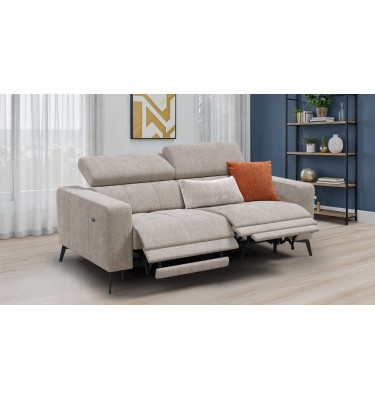Canapé 3 places MORELLO avec 2 x Relax Zero Gravity, tissu beige