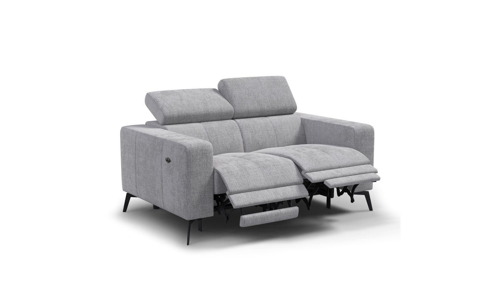 Canapé 2 places MORELLO avec 2 x Relax Zero Gravity, tissu gris clair