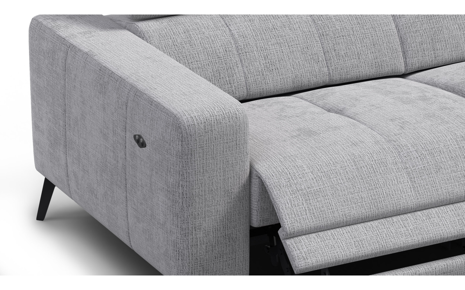 Canapé 3 places MORELLO avec 2 x Relax Zero Gravity, tissu gris clair