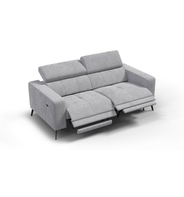 Canapé 3 places MORELLO avec 2 x Relax Zero Gravity, tissu gris clair