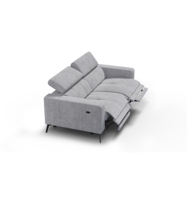 Canapé 3 places MORELLO avec 2 x Relax Zero Gravity, tissu gris clair