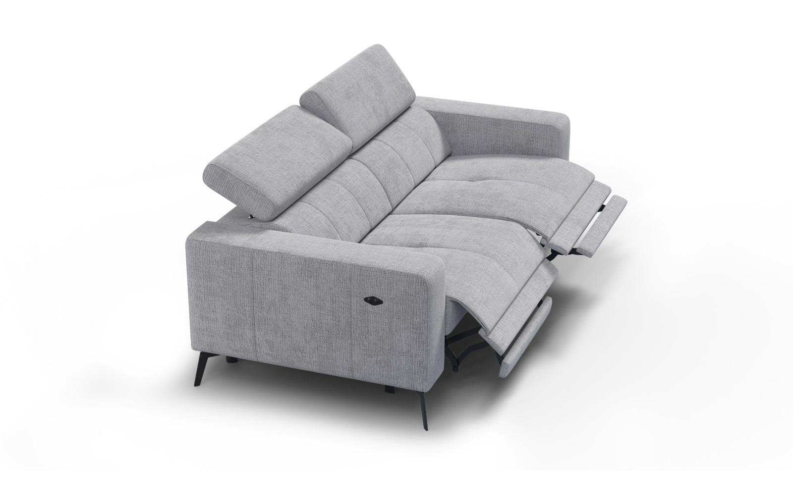 Canapé 3 places MORELLO avec 2 x Relax Zero Gravity, tissu gris clair