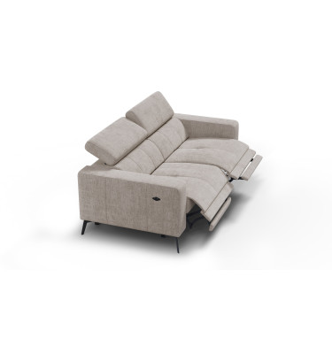 Canapé 3 places MORELLO avec 2 x Relax Zero Gravity, tissu beige