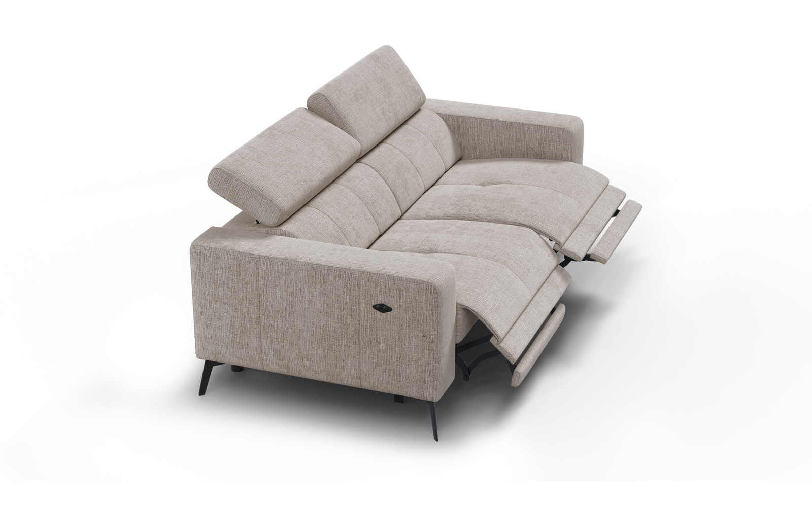Canapé 3 places MORELLO avec 2 x Relax Zero Gravity, tissu beige
