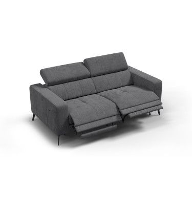 Canapé 3 places MORELLO avec 2 x Relax Zero Gravity, tissu gris foncé