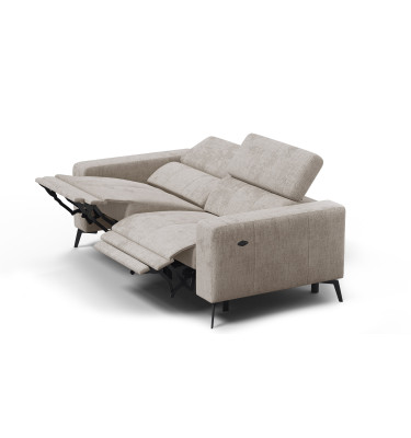 Canapé 3 places MORELLO avec 2 x Relax Zero Gravity, tissu beige