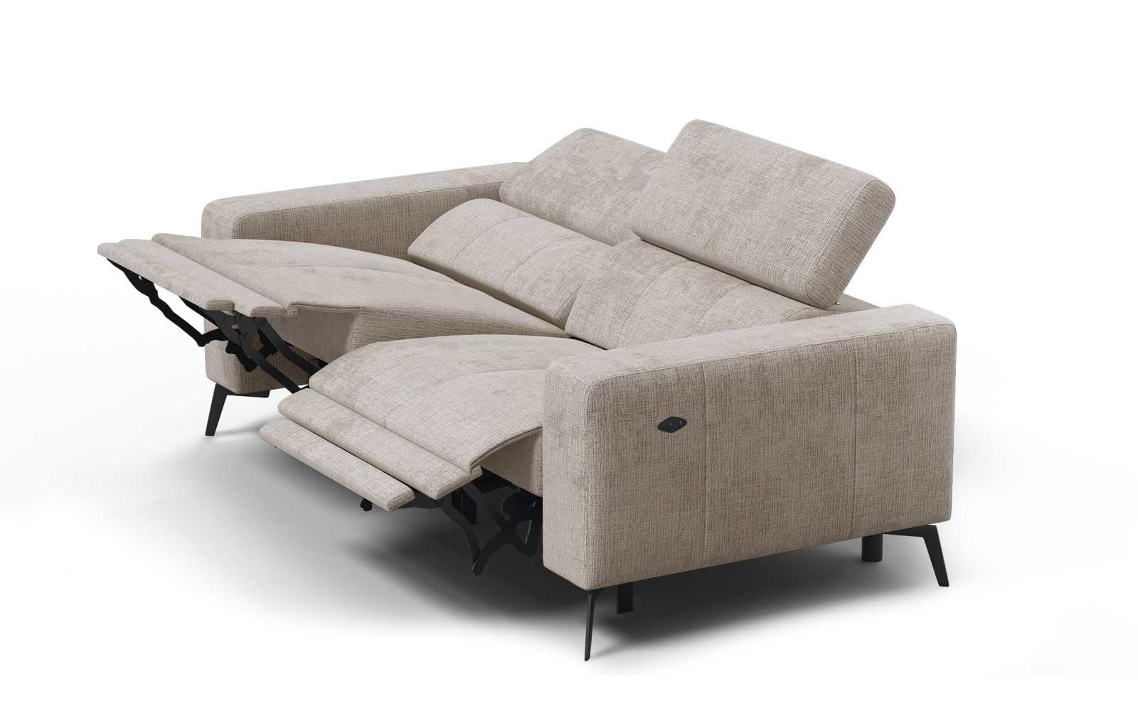 Canapé 3 places MORELLO avec 2 x Relax Zero Gravity, tissu beige