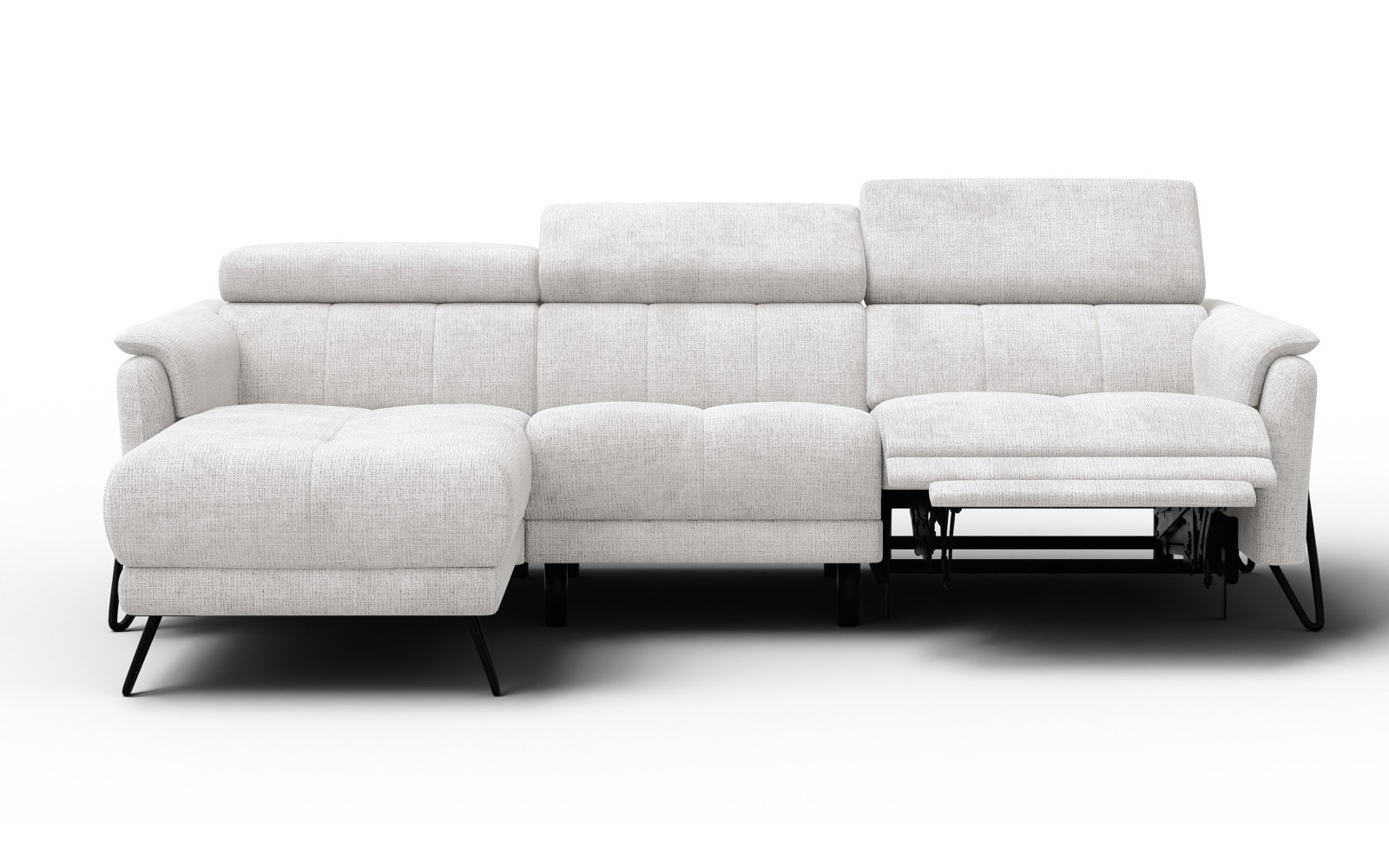 Canapé d'angle 4 places RODEN avec Relax, tissu crème