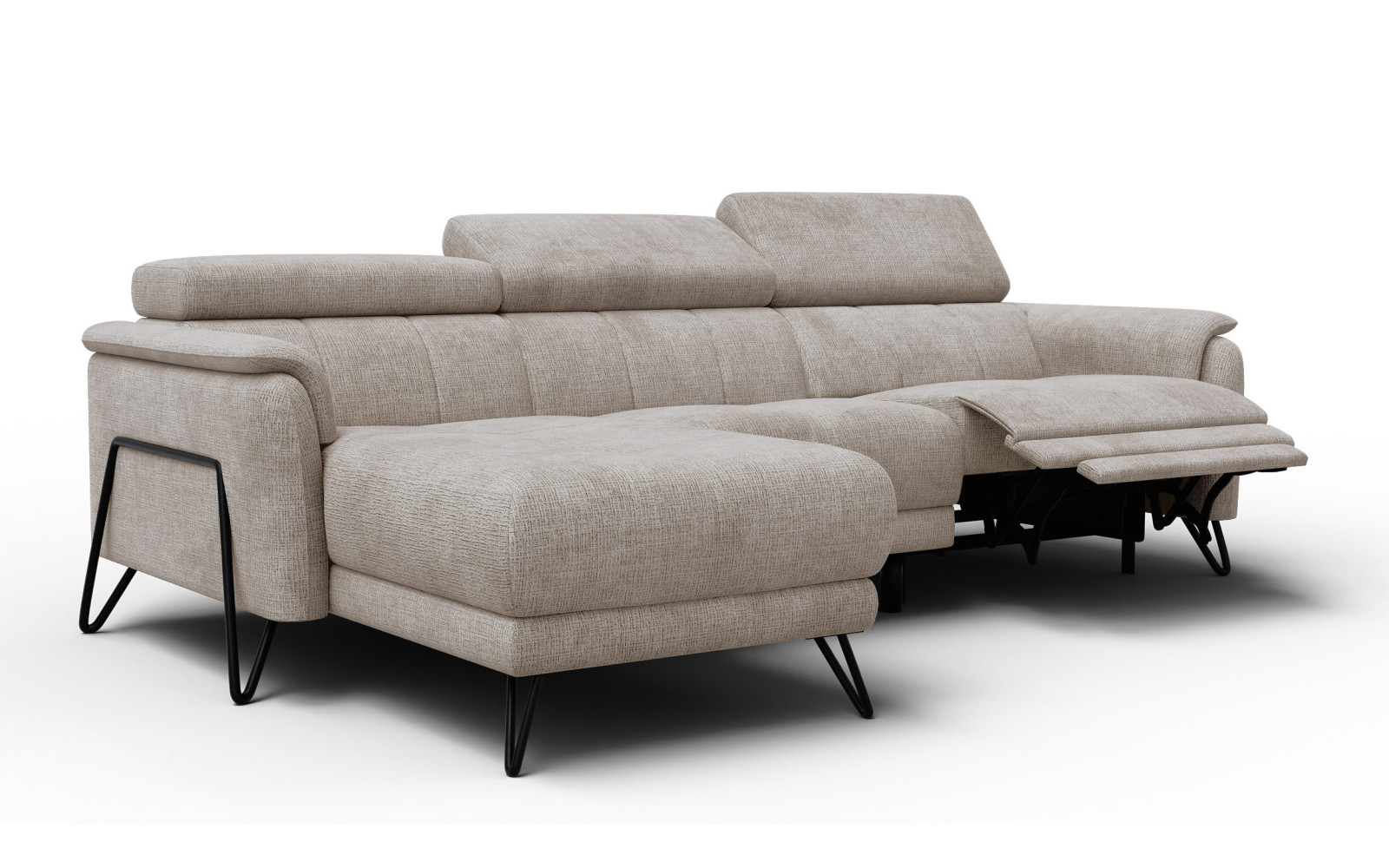 Canapé d'angle 4 places RODEN avec Relax, tissu beige