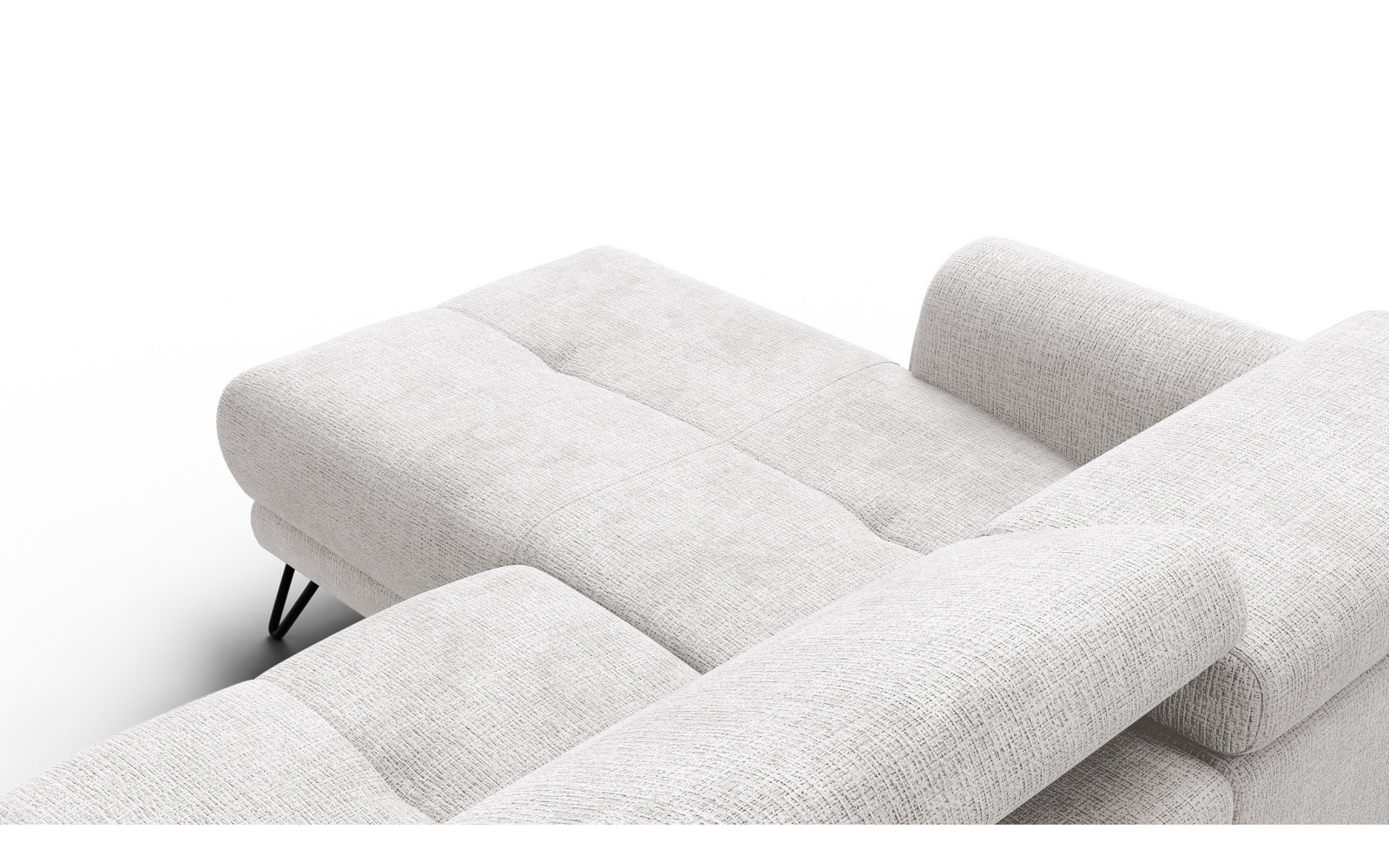 Canapé d'angle 4 places RODEN avec Relax, tissu crème