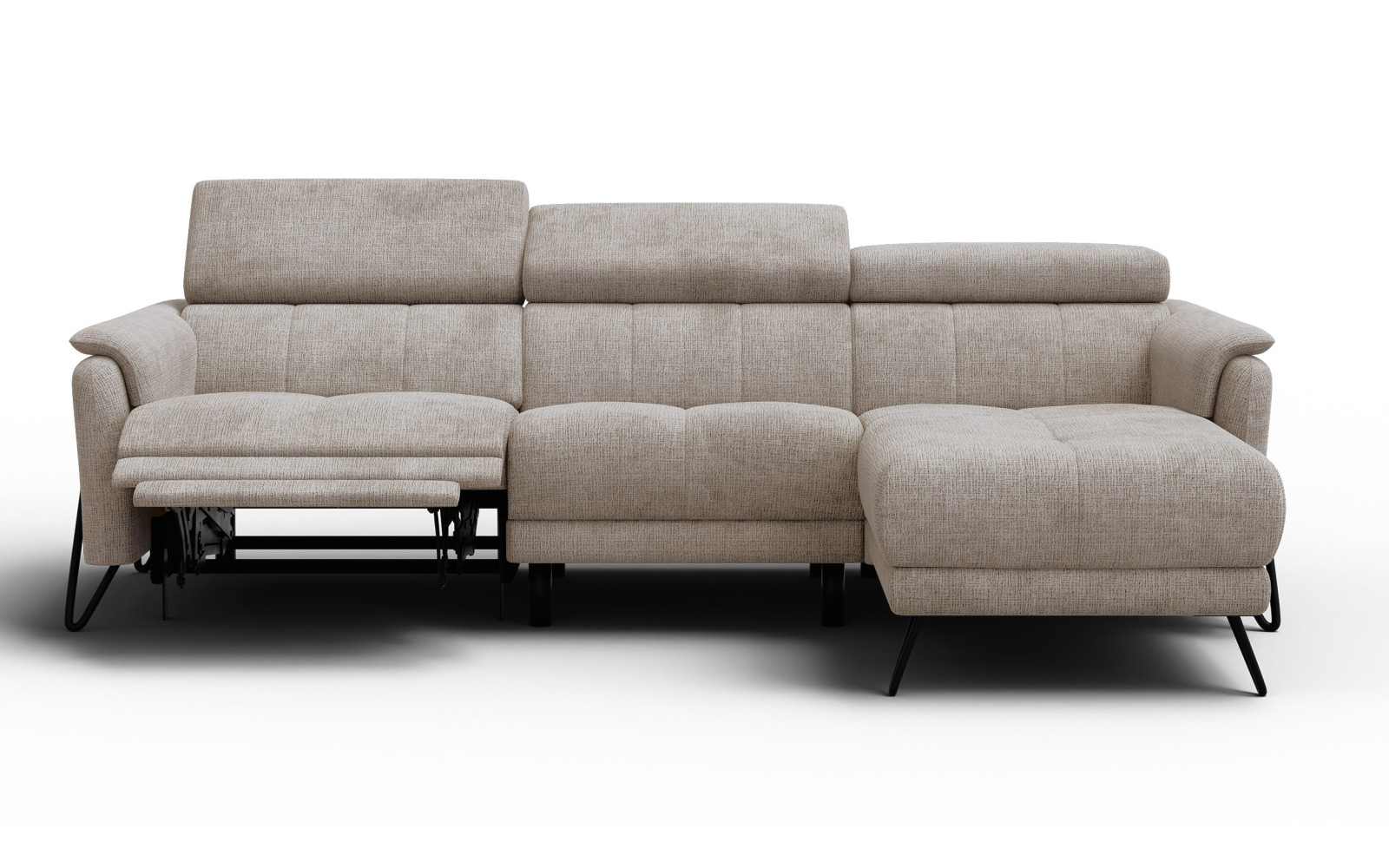 Canapé d'angle 4 places RODEN avec Relax, tissu beige