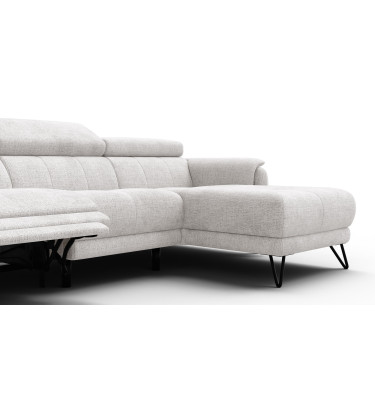 Canapé d'angle 4 places RODEN avec Relax, tissu crème