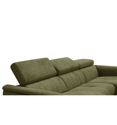 Canapé d'angle 4 places RODEN avec Relax, tissu olive