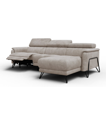 Canapé d'angle 4 places RODEN avec Relax, tissu beige