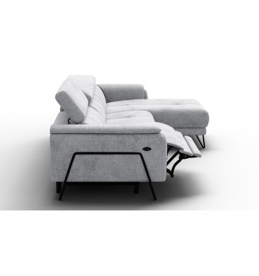 Canapé d'angle 4 places RODEN avec Relax, tissu gris clair