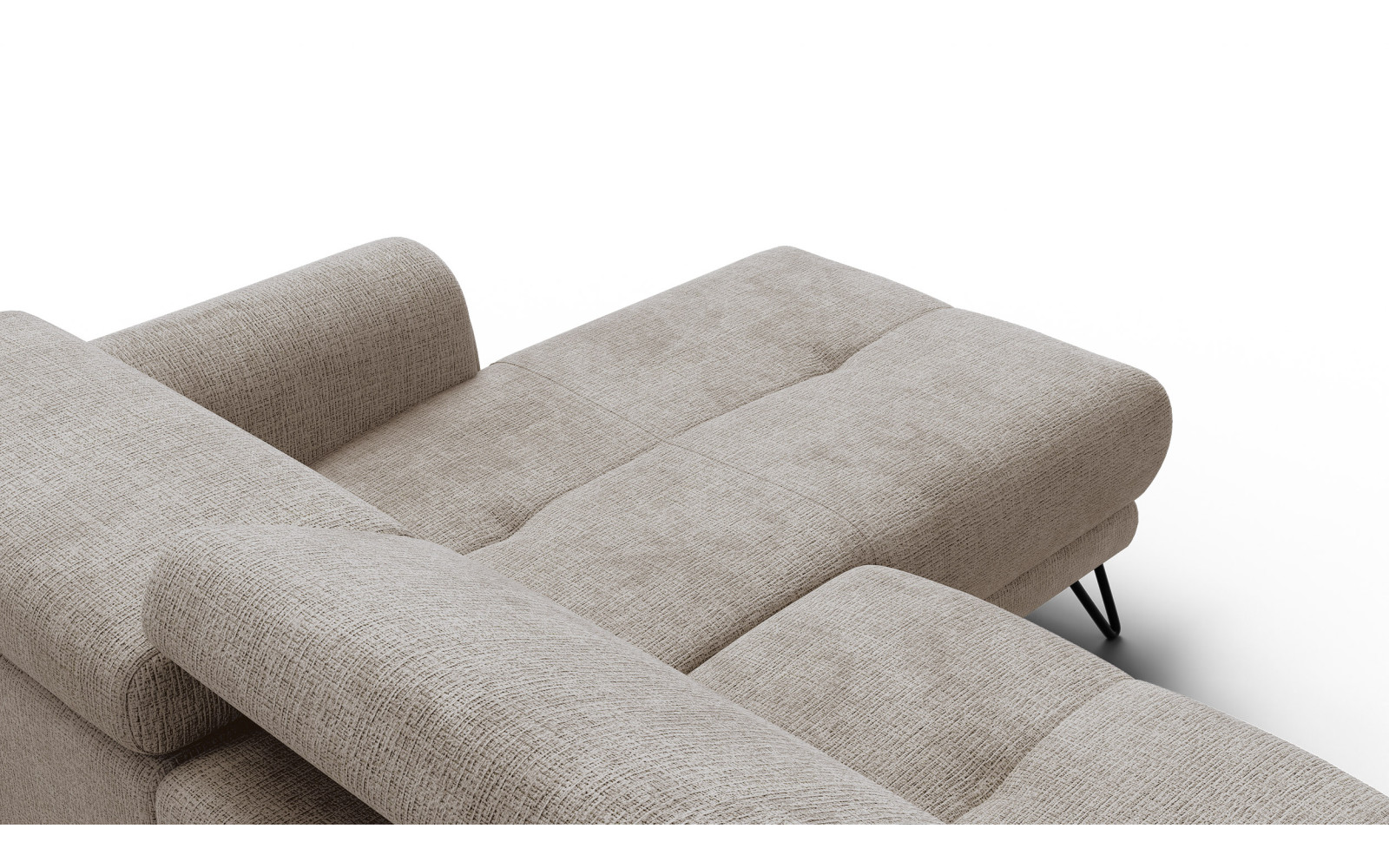 Canapé d'angle 4 places RODEN avec Relax, tissu beige