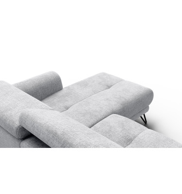 Canapé d'angle 4 places RODEN avec Relax, tissu gris clair