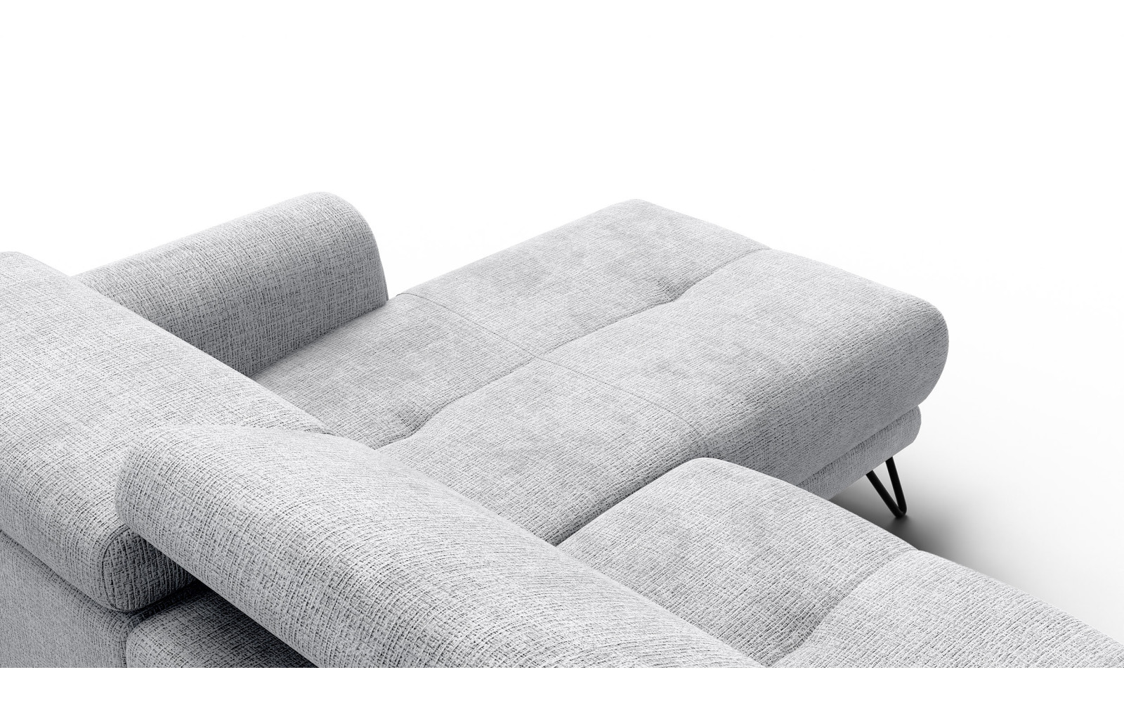 Canapé d'angle 4 places RODEN avec Relax, tissu gris clair