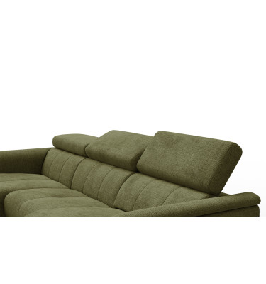 Canapé d'angle 4 places RODEN avec Relax, tissu olive