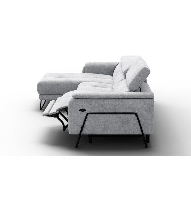 Canapé d'angle 4 places RODEN avec Relax, tissu gris clair