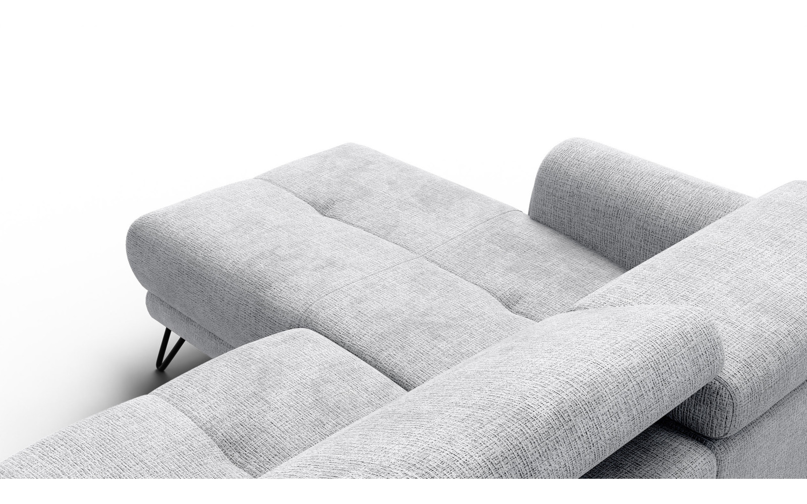 Canapé d'angle 4 places RODEN avec Relax, tissu gris clair