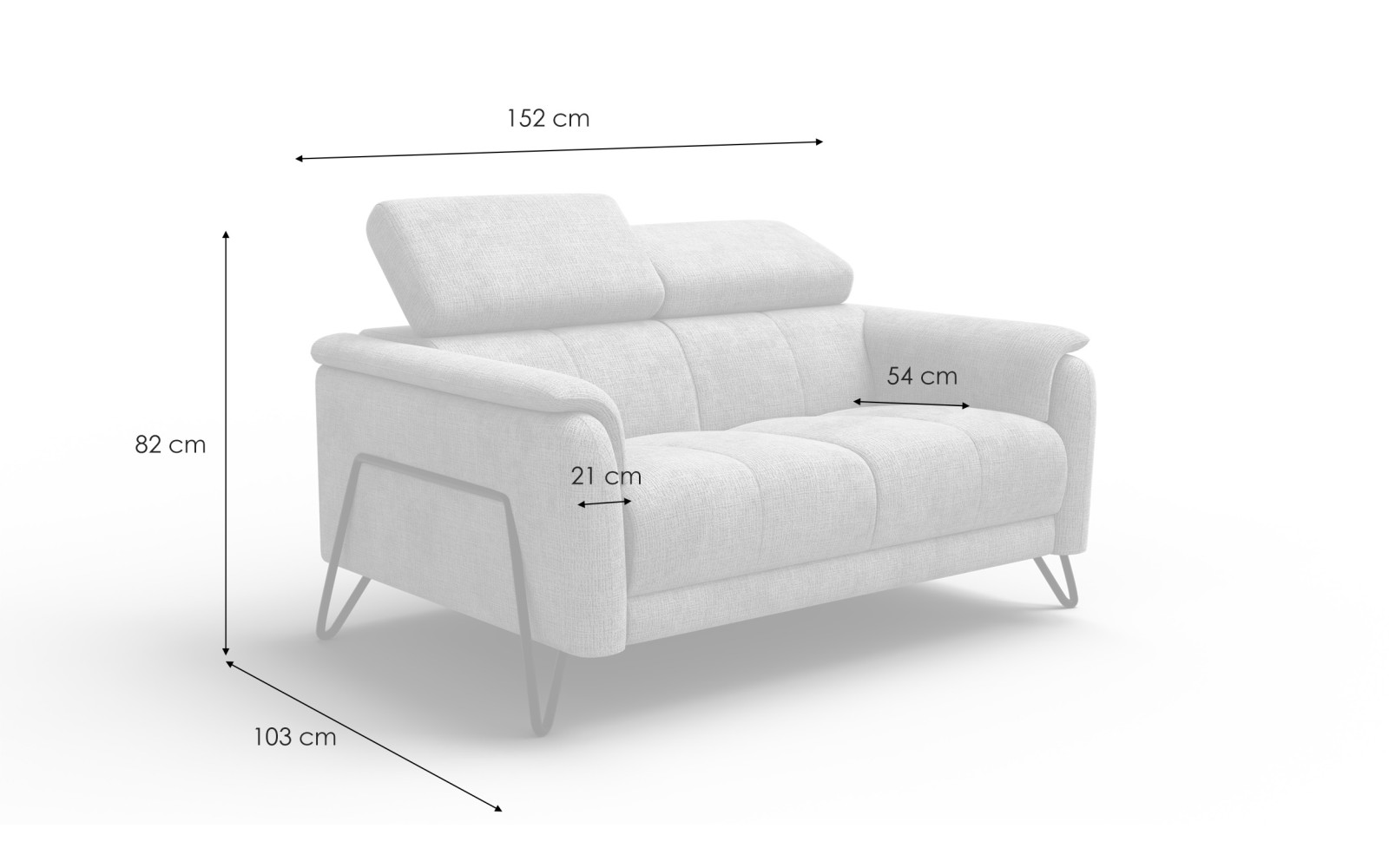 Canapé 2 places RODEN, tissu beige