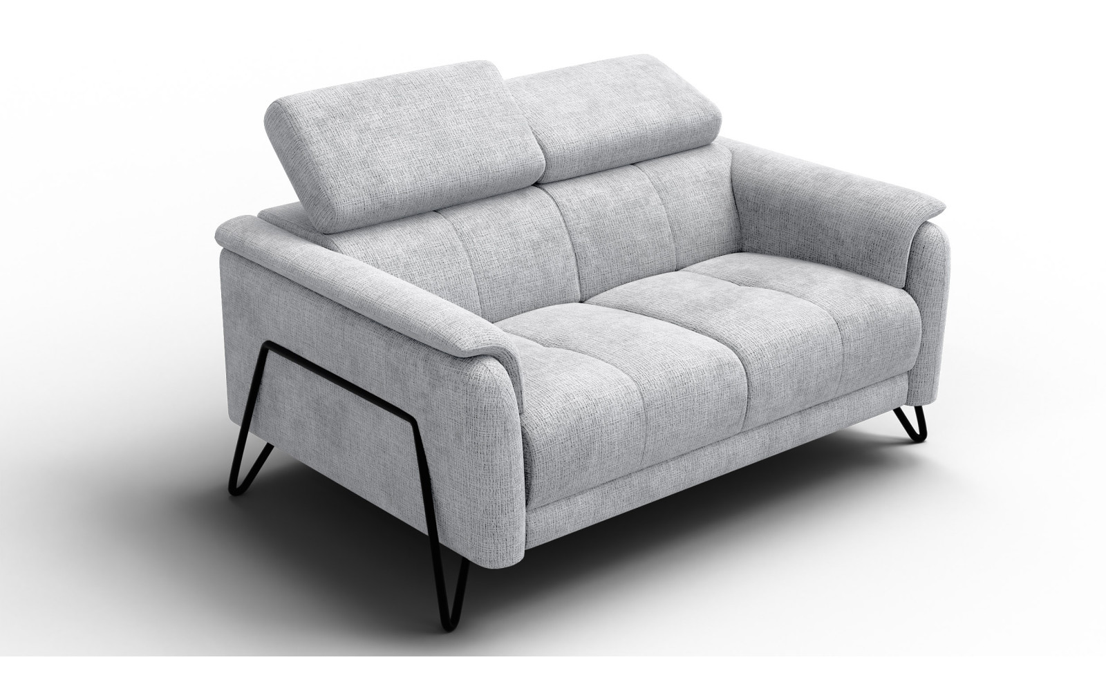 Canapé 2 places RODEN, tissu gris clair