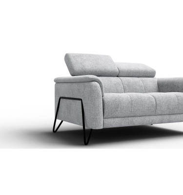 Canapé 2 places RODEN, tissu gris clair