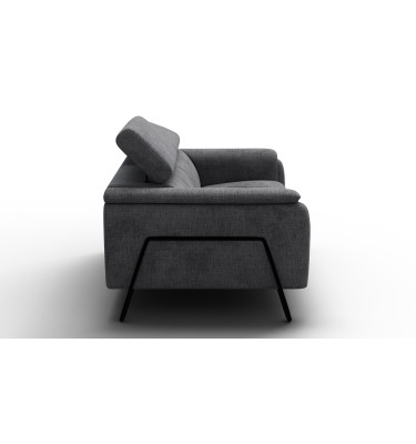 Canapé 2 places RODEN, tissu gris foncé