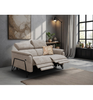 Canapé RODEN 2 places avec 2 Relax, tissu beige