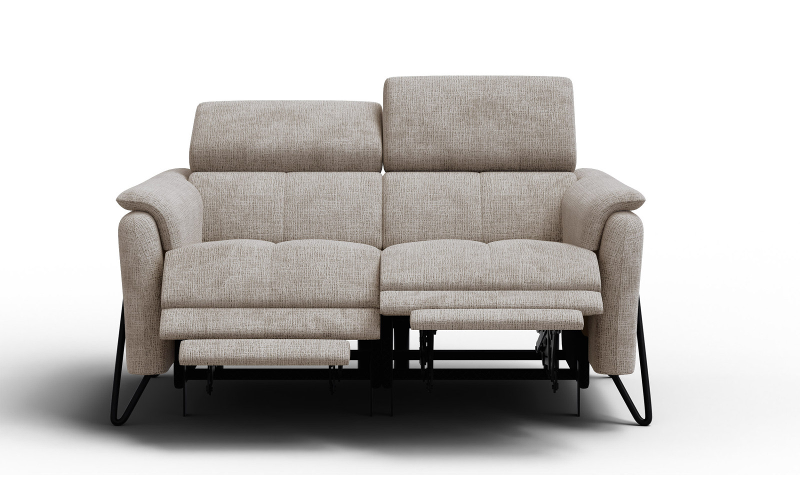 Canapé RODEN 2 places avec 2 Relax, tissu beige