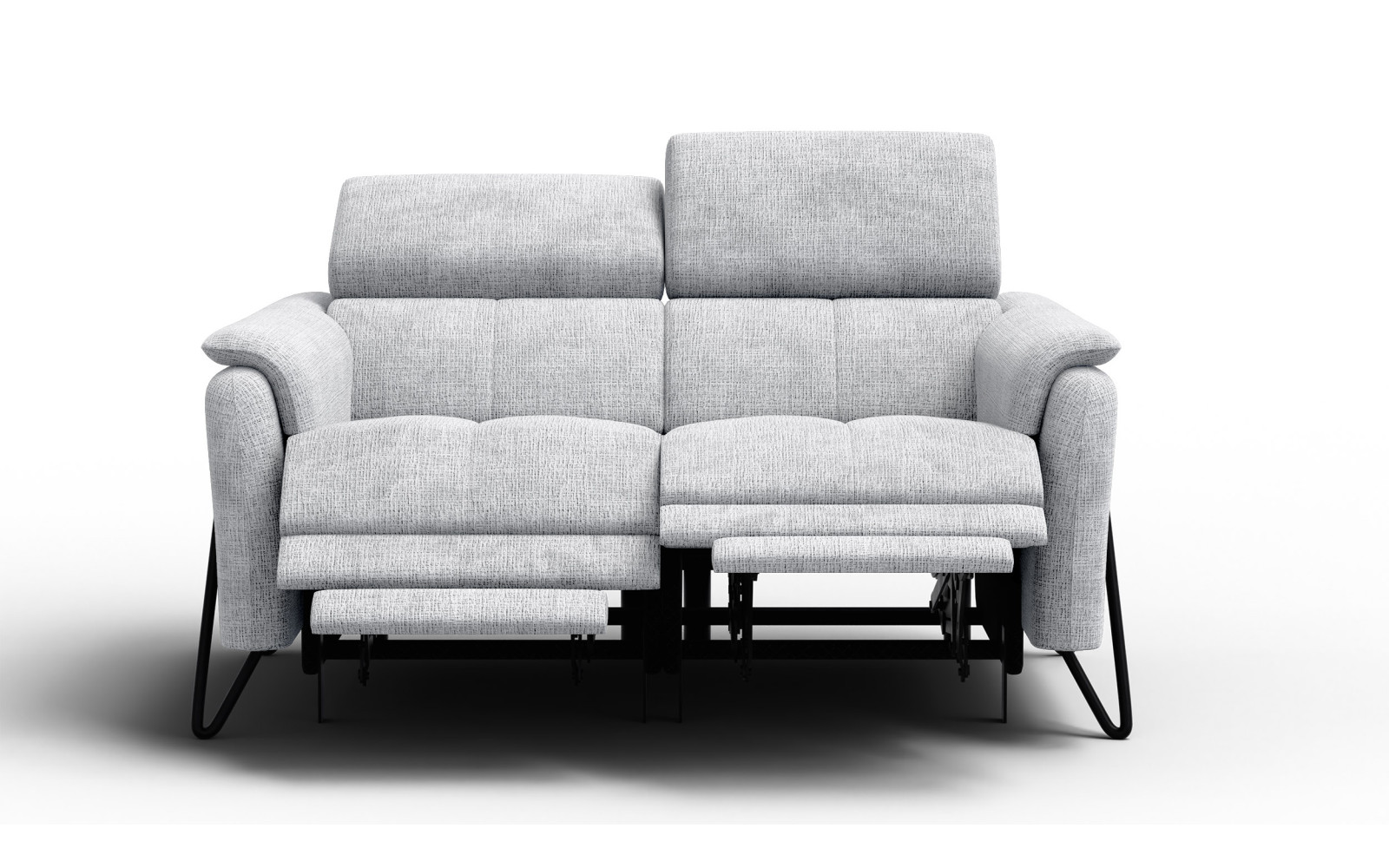 Canapé RODEN 2 places avec 2 Relax, tissu gris clair