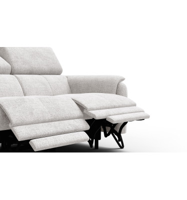Canapé RODEN 2 places avec 2 Relax, tissu crème