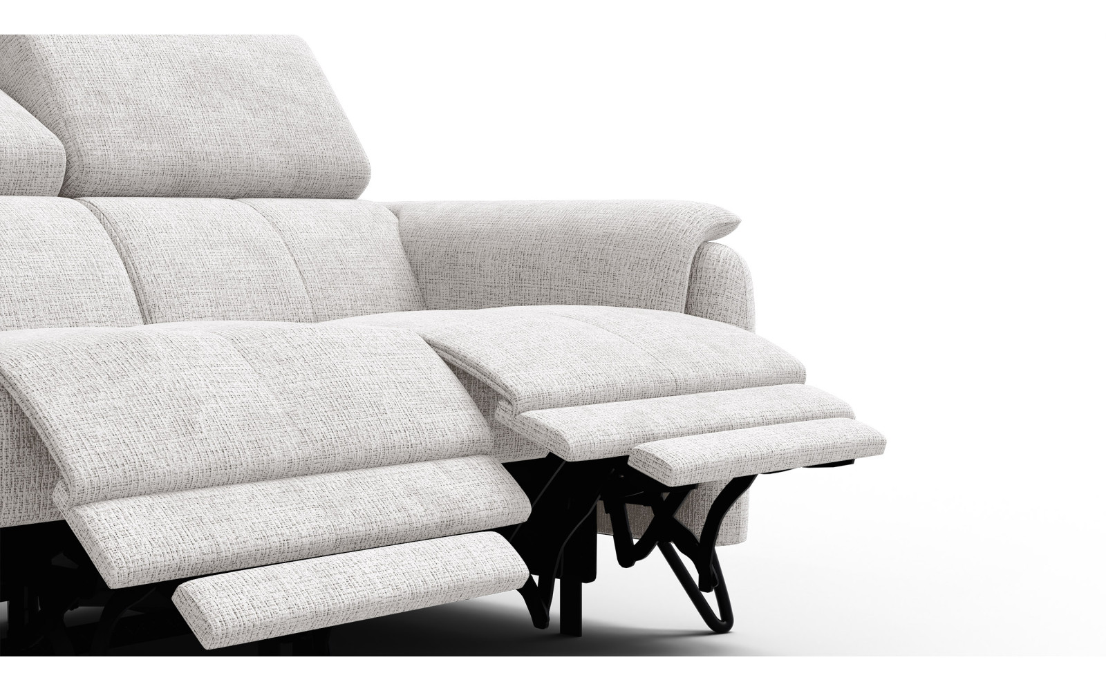 Canapé RODEN 2 places avec 2 Relax, tissu crème