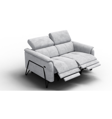 Canapé RODEN 2 places avec 2 Relax, tissu gris clair