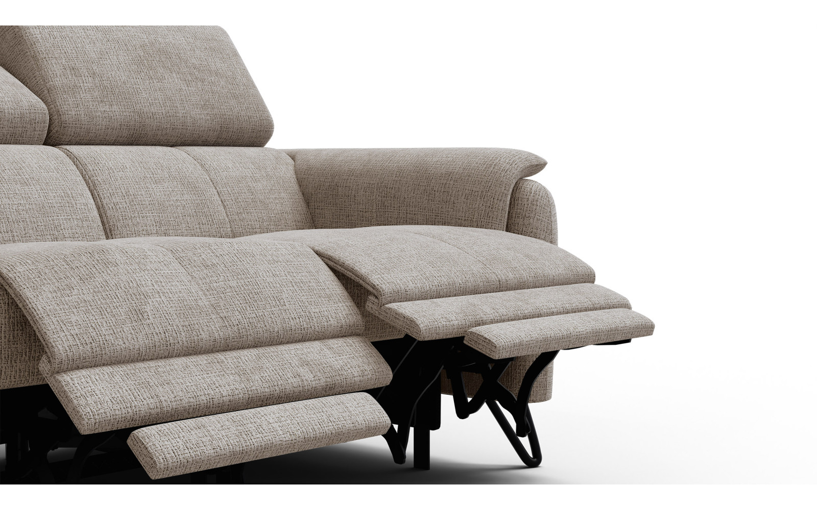 Canapé RODEN 2 places avec 2 Relax, tissu beige