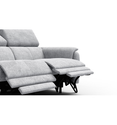 Canapé RODEN 2 places avec 2 Relax, tissu gris clair