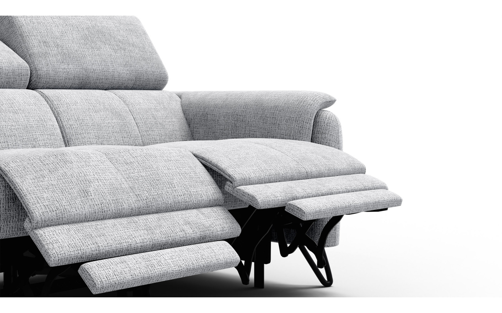 Canapé RODEN 2 places avec 2 Relax, tissu gris clair