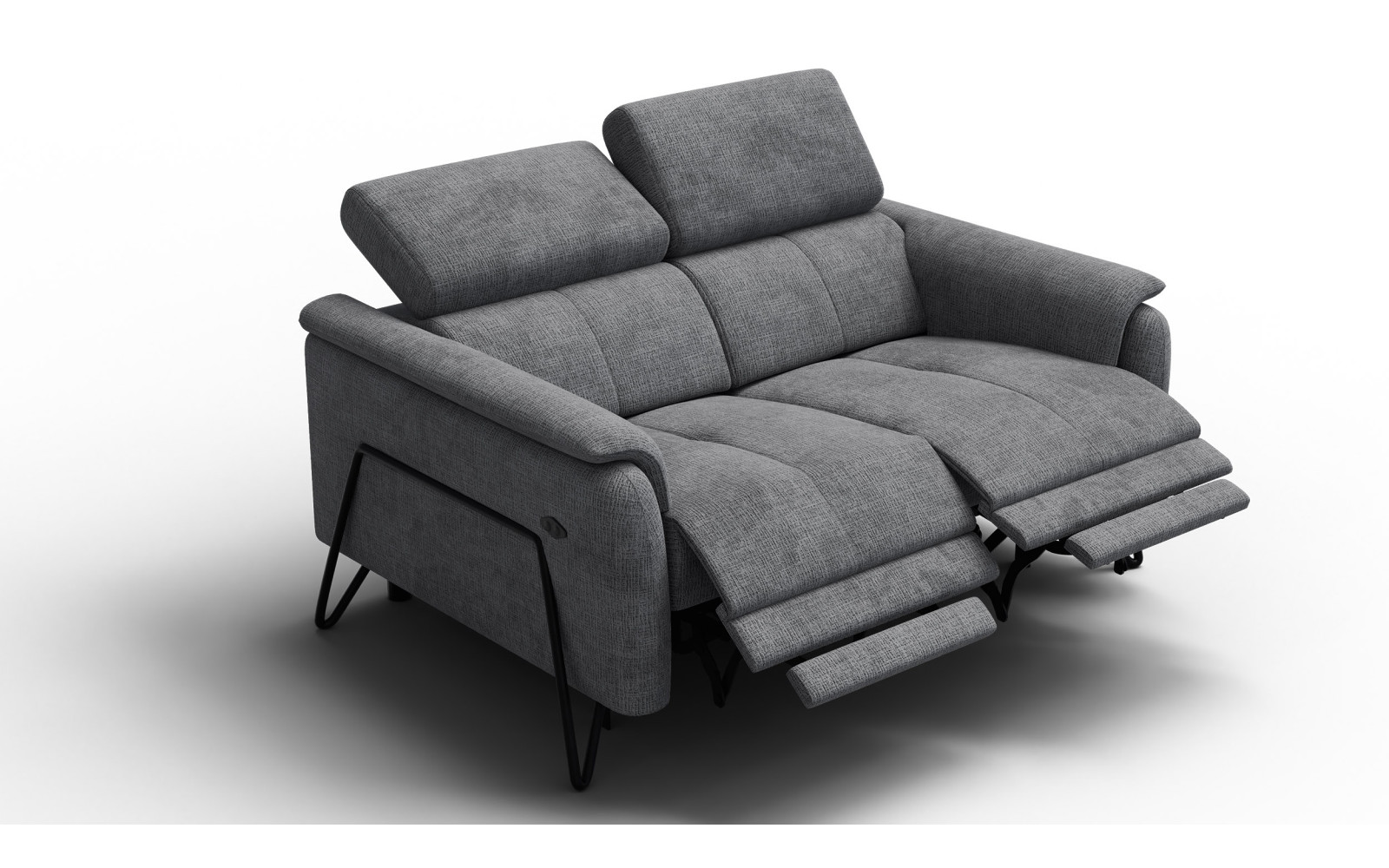 Canapé RODEN 2 places avec 2 Relax, tissu gris foncé
