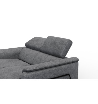Canapé RODEN 2 places avec 2 Relax, tissu gris foncé