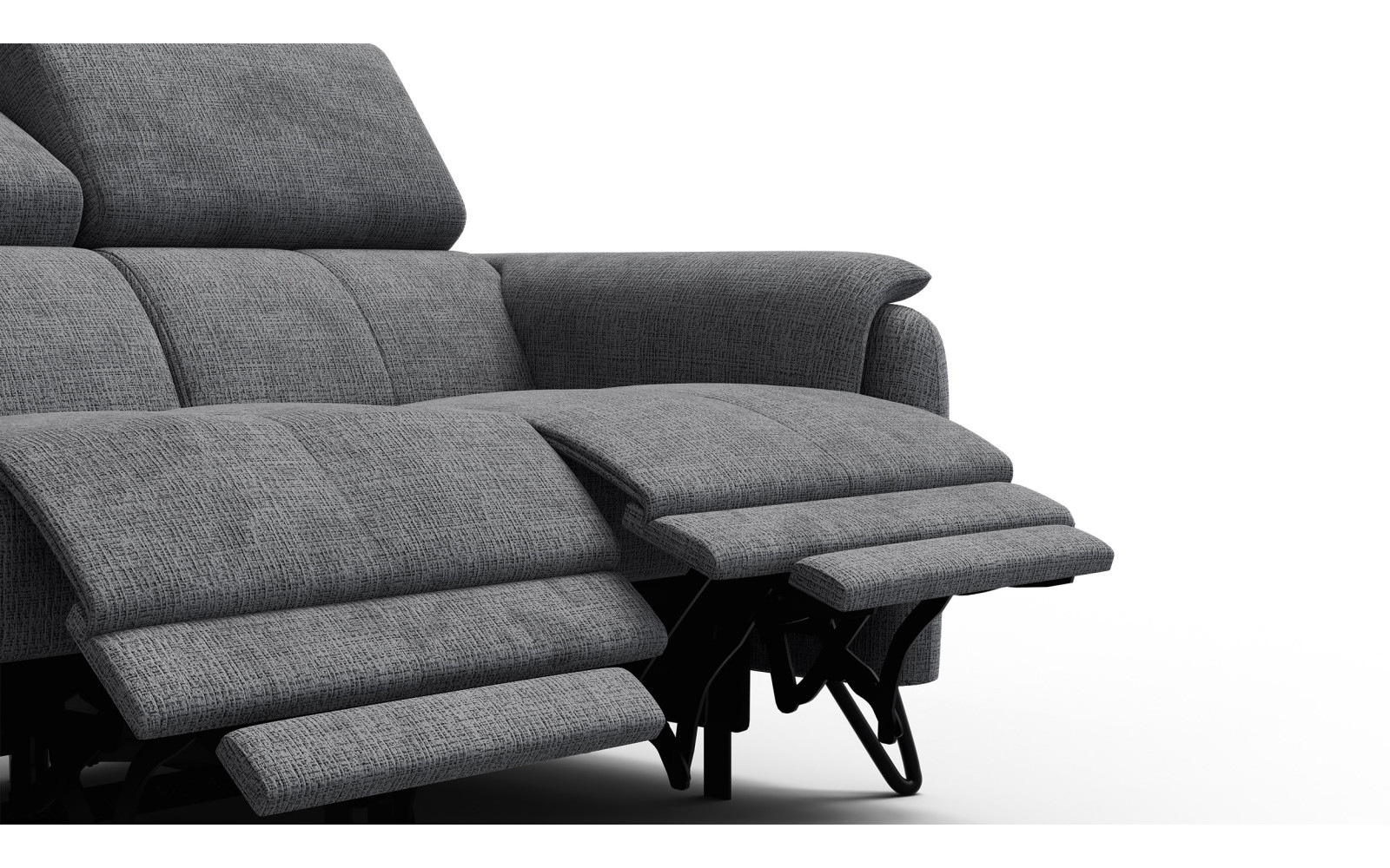 Canapé RODEN 2 places avec 2 Relax, tissu gris foncé