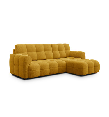 Canapé d'angle droit 3 places MELLOW, tissu jaune