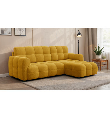 Canapé d'angle droit 3 places MELLOW, tissu jaune