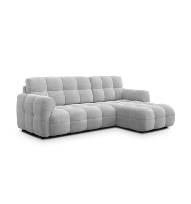 Canapé d'angle droit 3 places MELLOW, tissu gris clair