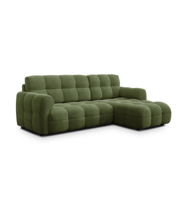 Canapé d'angle droit 3 places MELLOW, tissu vert
